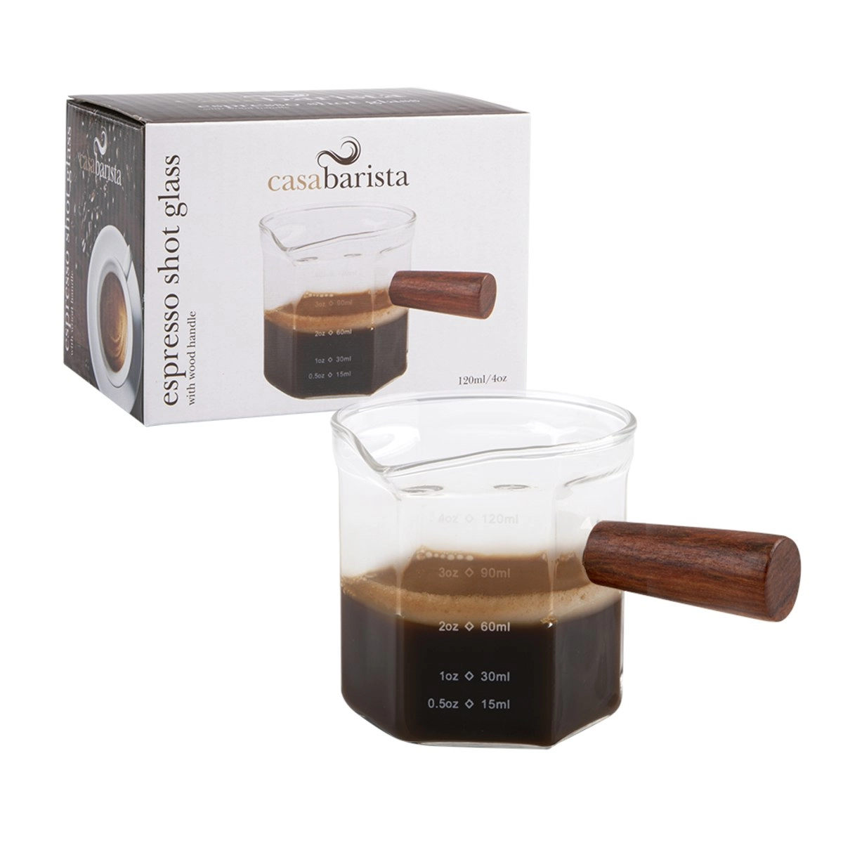 Casabarista Espresso Shot Glass With Wood Handle 120ml/4oz