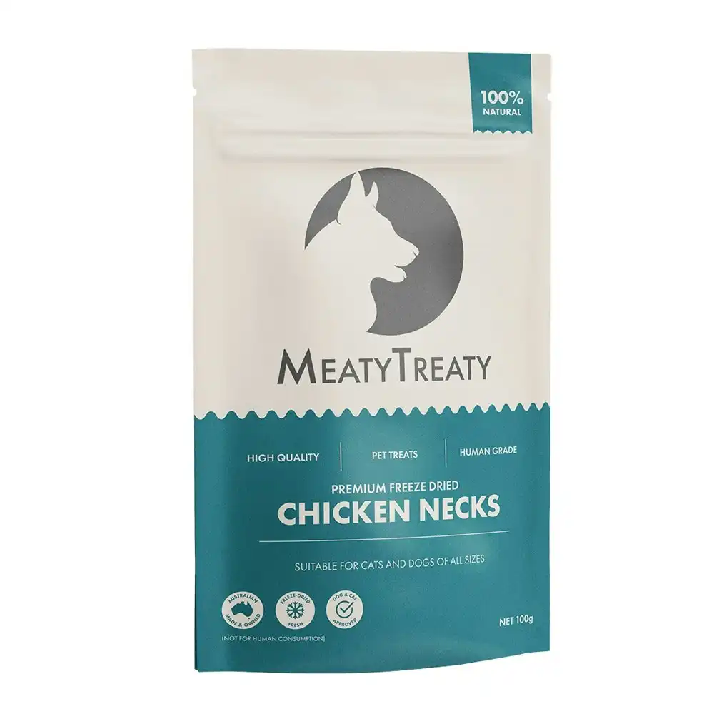 Meaty Treaty Freeze Dried Australian Chicken Necks Cat & Dog Treats 100g