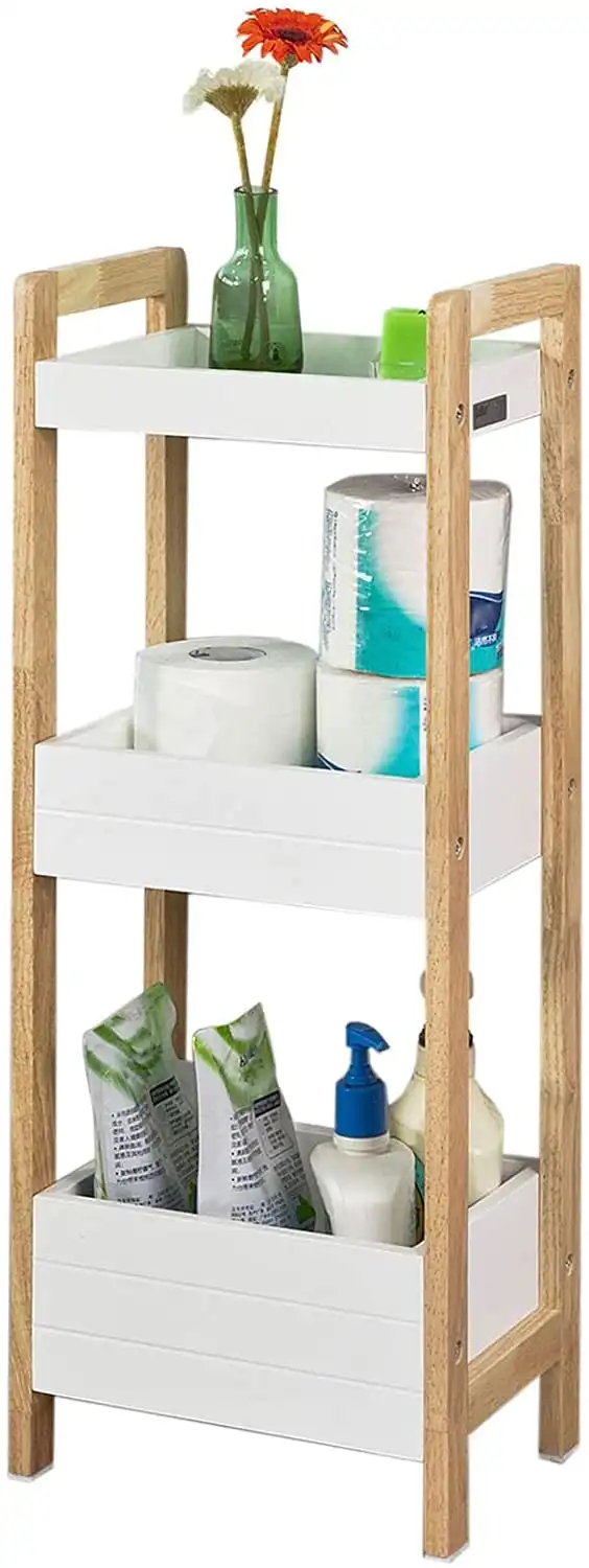 VIKUS 3-Tier White Storage Bathroom Shelf