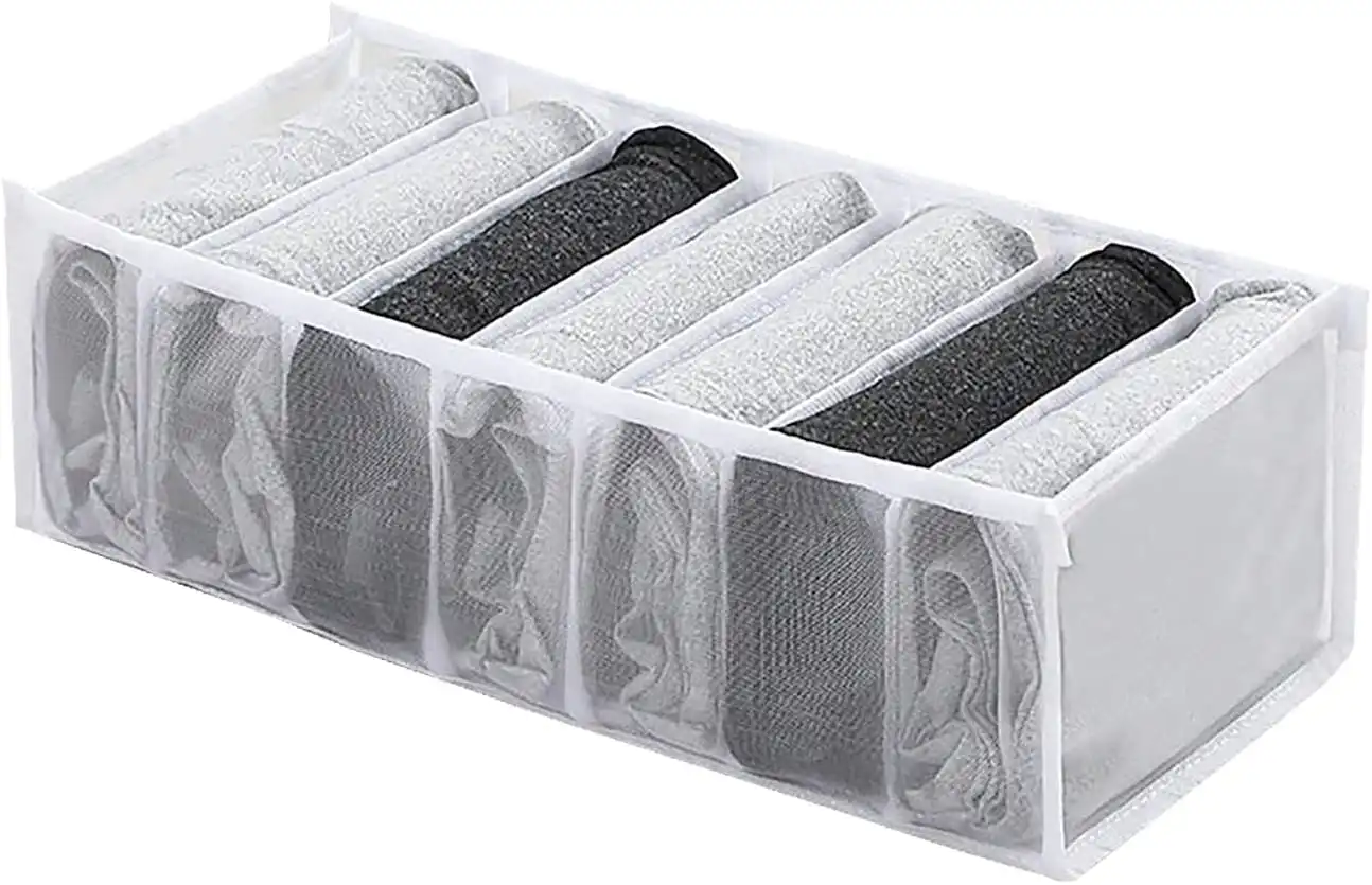 7 Grid Washable Wardrobe Clothes Organizer Storage Box Foldable Closet Drawer