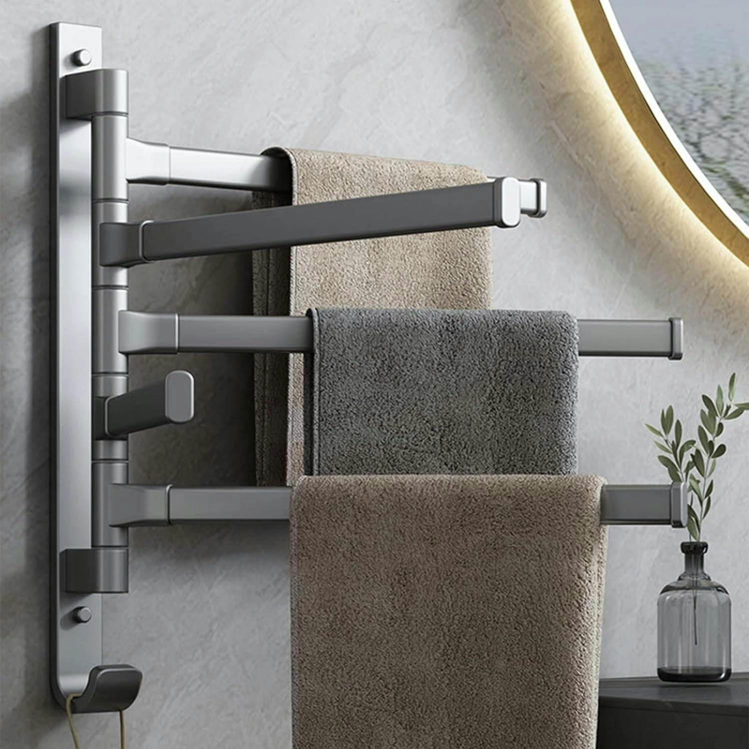 5-Tier Swivel Towel Rail Stainless Steel Rotary Rack