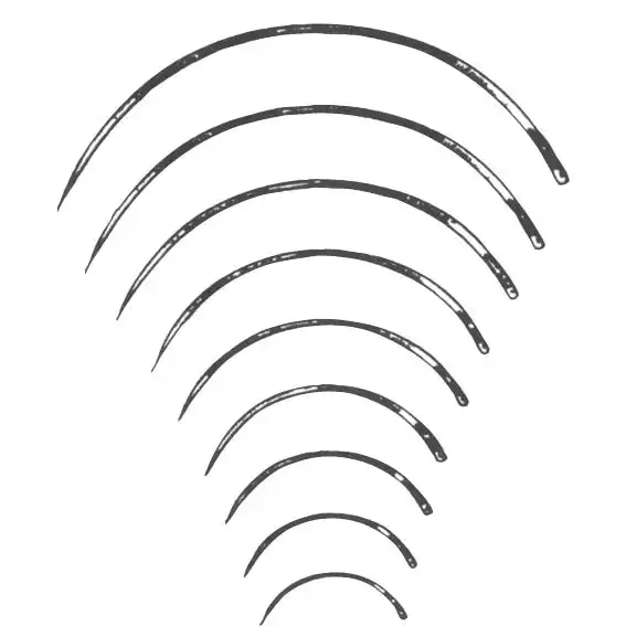 Livingstone Suture Needles, Round Body 3/8 Circle, Thickness: 0.6mm, Length: 24mm, 12 Needles/Pack