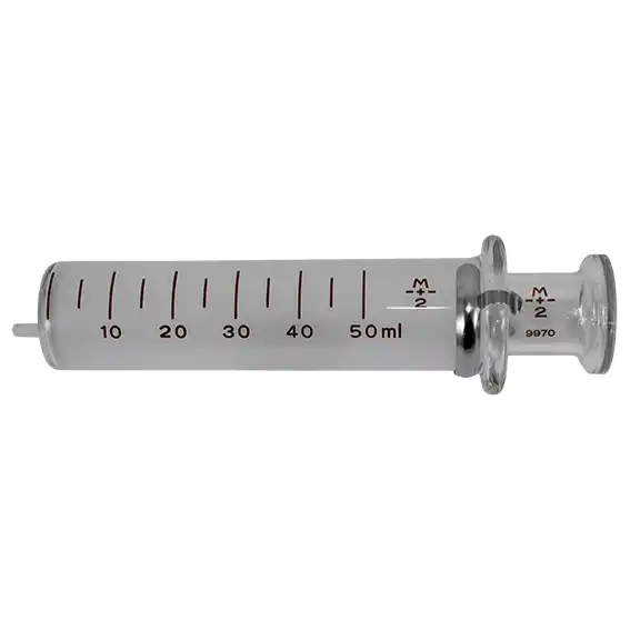 Livingstone Glass Syringe 50ml Luer Slip Glass Tip Eccentric Off Centre