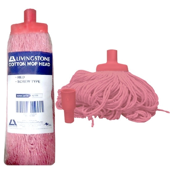 Livingstone Cotton Mop Head 450g, 22mm Screw Type Red