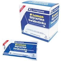 Livingstone Lemon Glycerine Mouth Swabs 25 Box