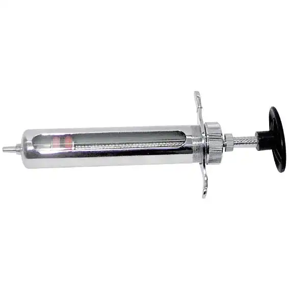 Veterinary Metal Syringe with Glass Barrel, Luer Slip Nozzle, 20ml