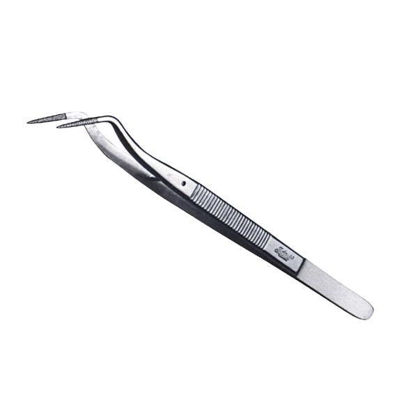 Intensiv Meriam Dental Tweezers Forceps 16cm Angled with Pin, Diamond-coated All-round, Stainless Steel Each