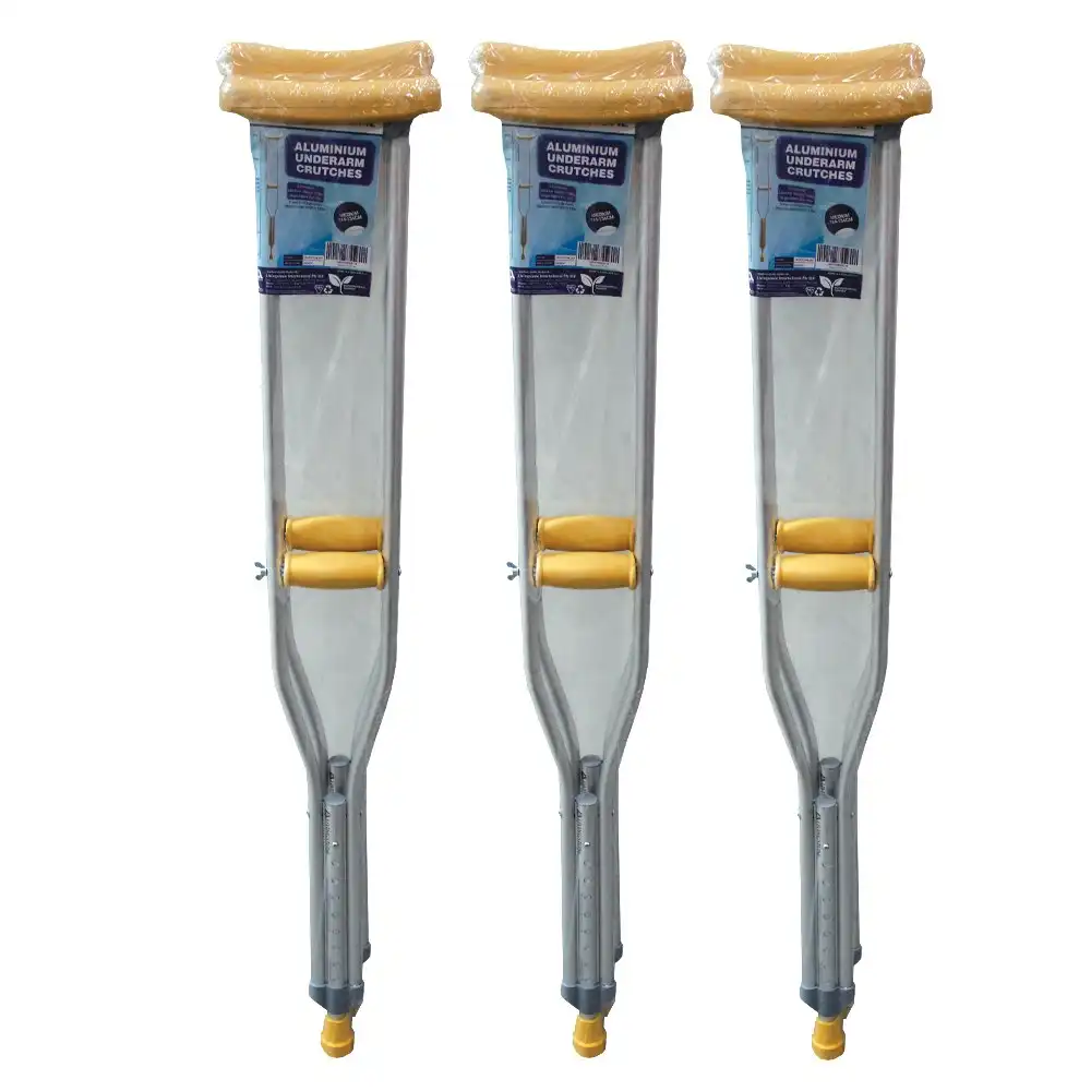 Livingstone Underarm Crutches, Aluminium, Medium, Adjustable, 114-134cm, 2/Pack, 6/Carton