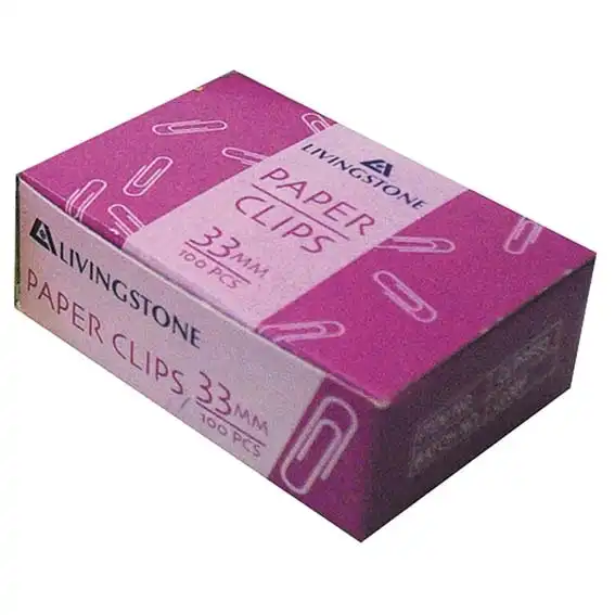 Livingstone Paper Clips 33mm Silver Colour 100 Box