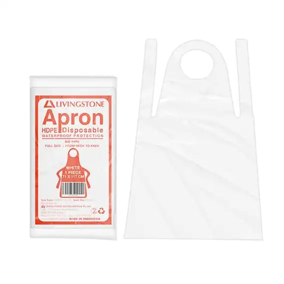 Livingstone Disposable Bib Type High Density Polyethylene (HDPE) White Aprons 23um 71 x 117cm 100 Packs