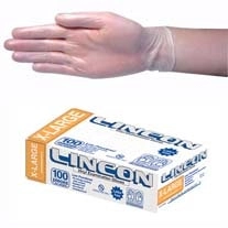 Lincon Vinyl Low Powder Gloves 6.0g Clear HACCP Grade 100 Box