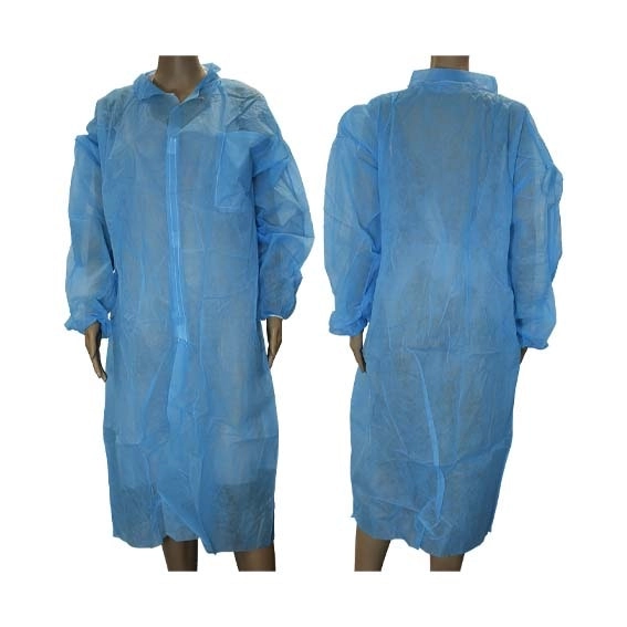 Livingstone Isolation Gown Long Sleeve One Touch Hook Loop Fastener Button with Pocket Free Size Blue 100 Carton