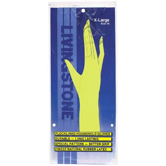 Livingstone Household Flocklined Rubber Gloves Extra Large Yellow Pair