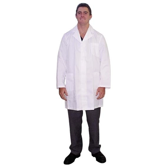 Livingstone Laboratory Coat with Press Stud Fastenings Medium (Male 102, Female 18) White