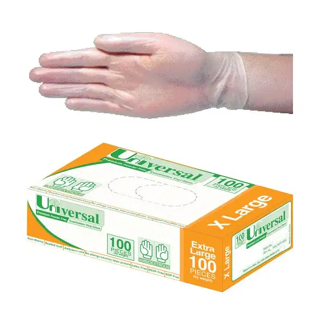 Universal Vinyl Powder Free Gloves 7.0g Extra Large Clear 100 Box