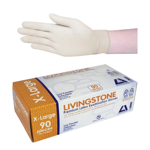 Livingstone Latex Low Powder Gloves Extra Large 90/Box x10