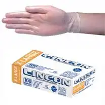 Lincon Powder Free Vinyl Gloves 7.0g Extra Large Clear 100 Box