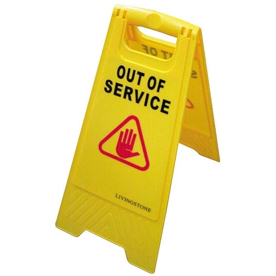 A-Frame Sign "Out of Service" 33(W)cm 66(H)cm Spread 33cm Polypropylene