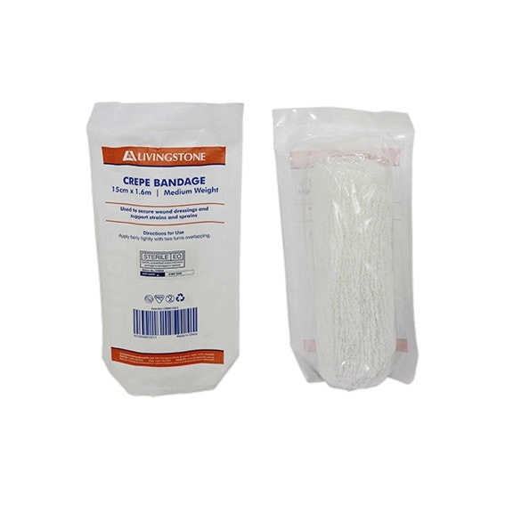 Livingstone Medium Weight Crepe Bandage 15cm x 1.6m 50 Carton