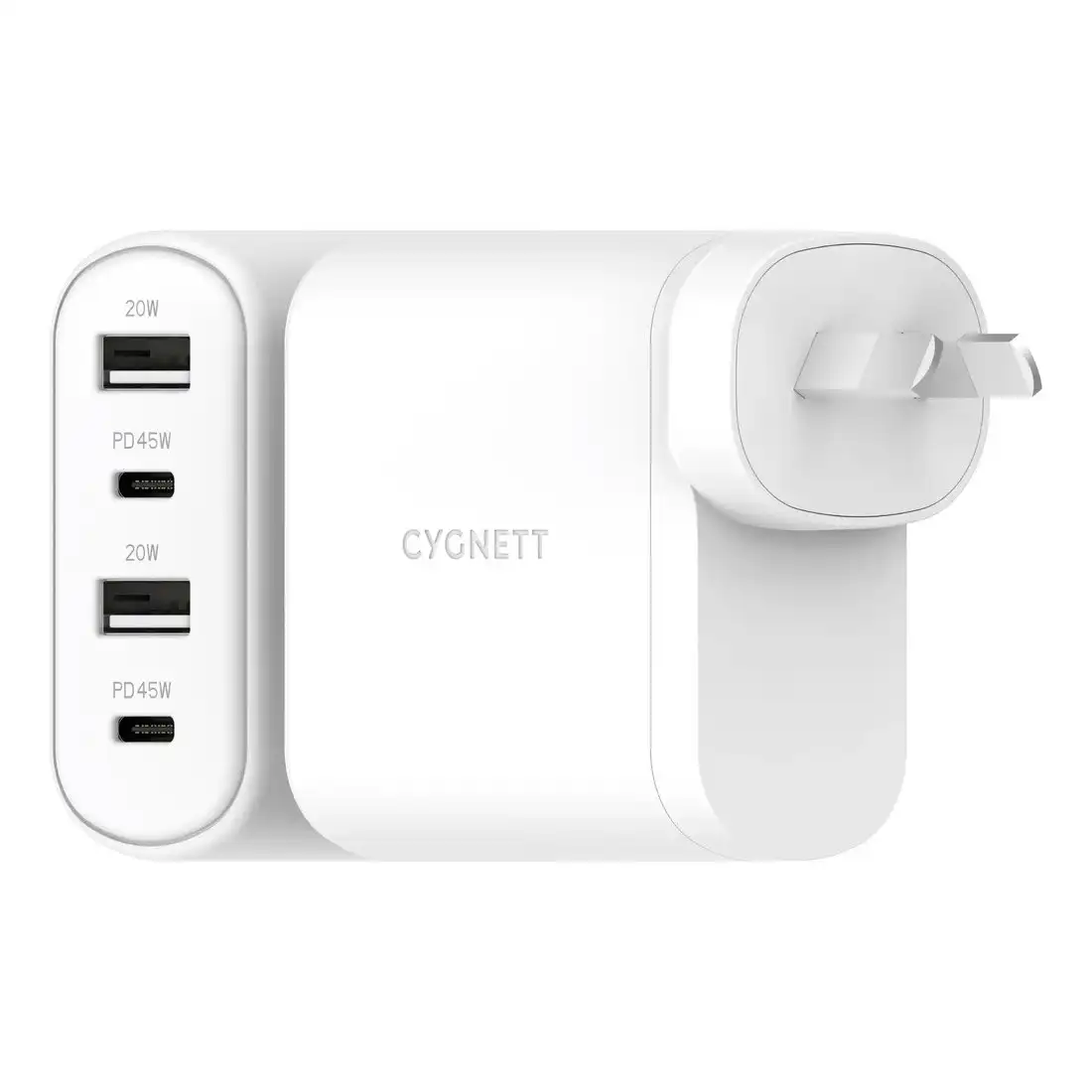 Cygnett Powerplus 45W Quad PD AC Charger CY3675PDWLCH - White