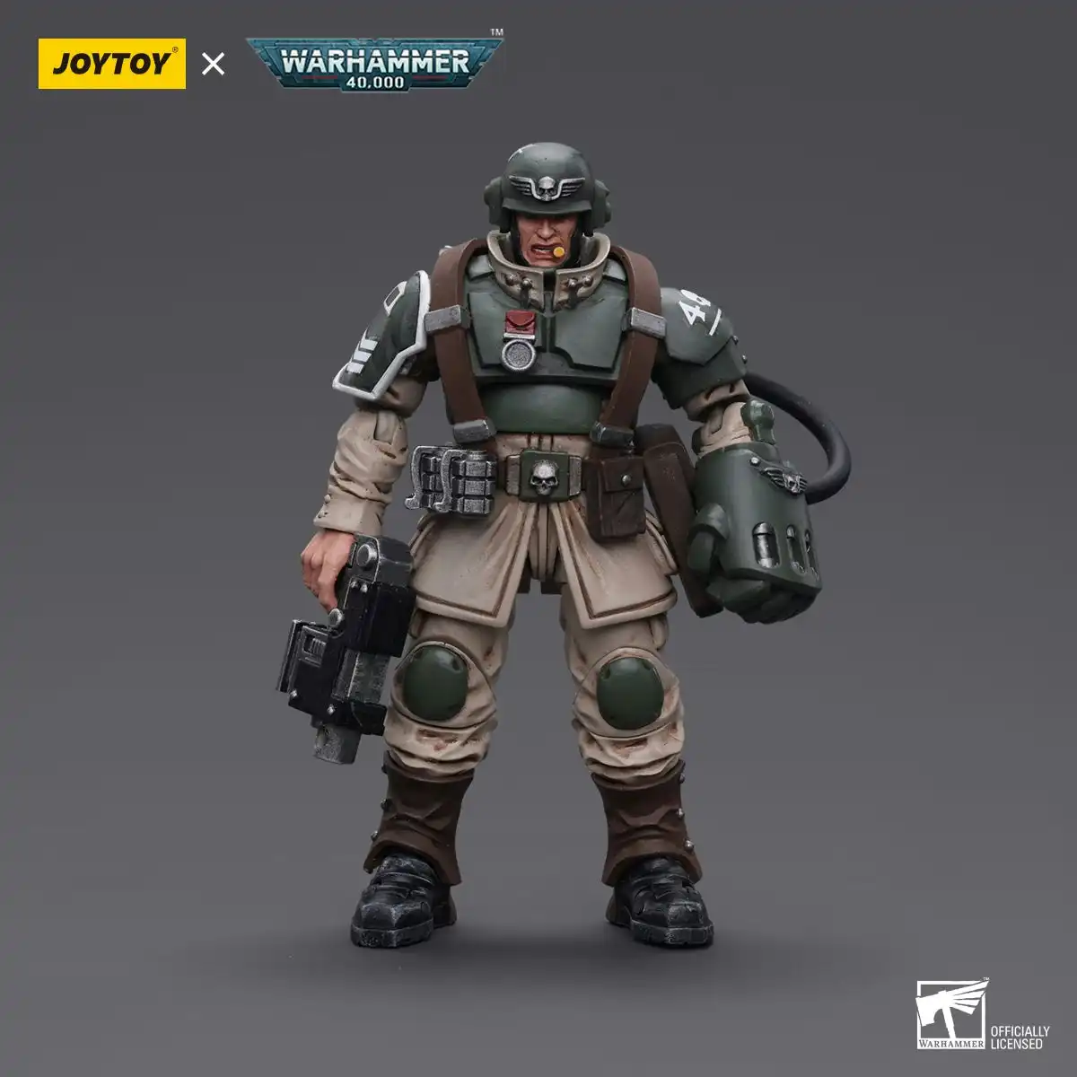 Warhammer Collectibles: 1/18 Scale Astra Militarum Cadian Command Squad Veteran Sergeant with P Fist