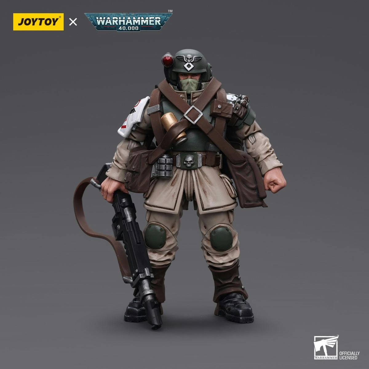 Warhammer Collectibles: 1/18 Scale Astra Militarum Cadian Command Squad Veteran with Medi-pack