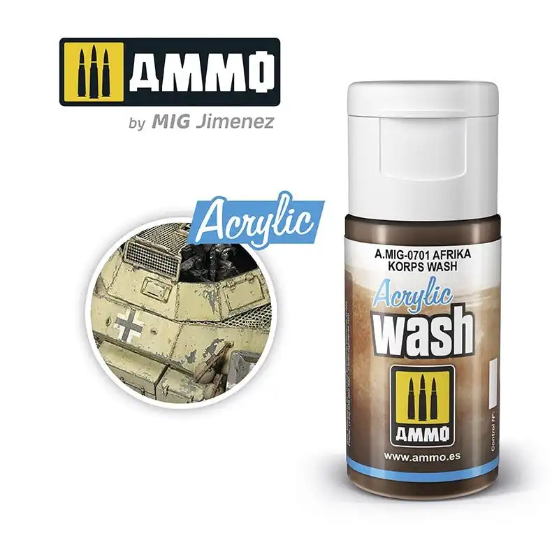 Ammo By Mig Acrylic Washes:  Afrika Korps Wash 15ml