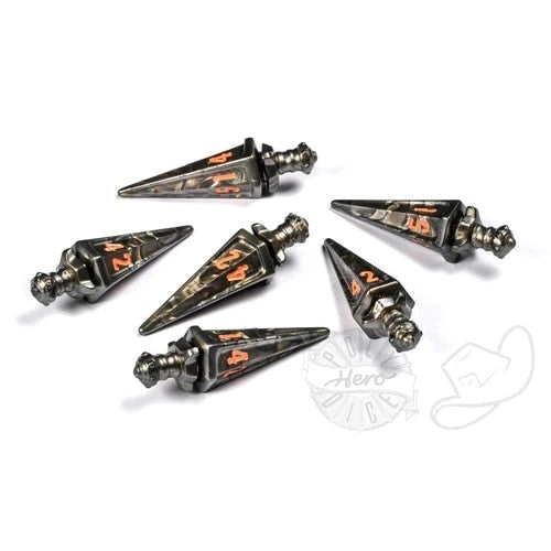 PolyHero Dice - Warrior 6d6 Swords Steel Grey