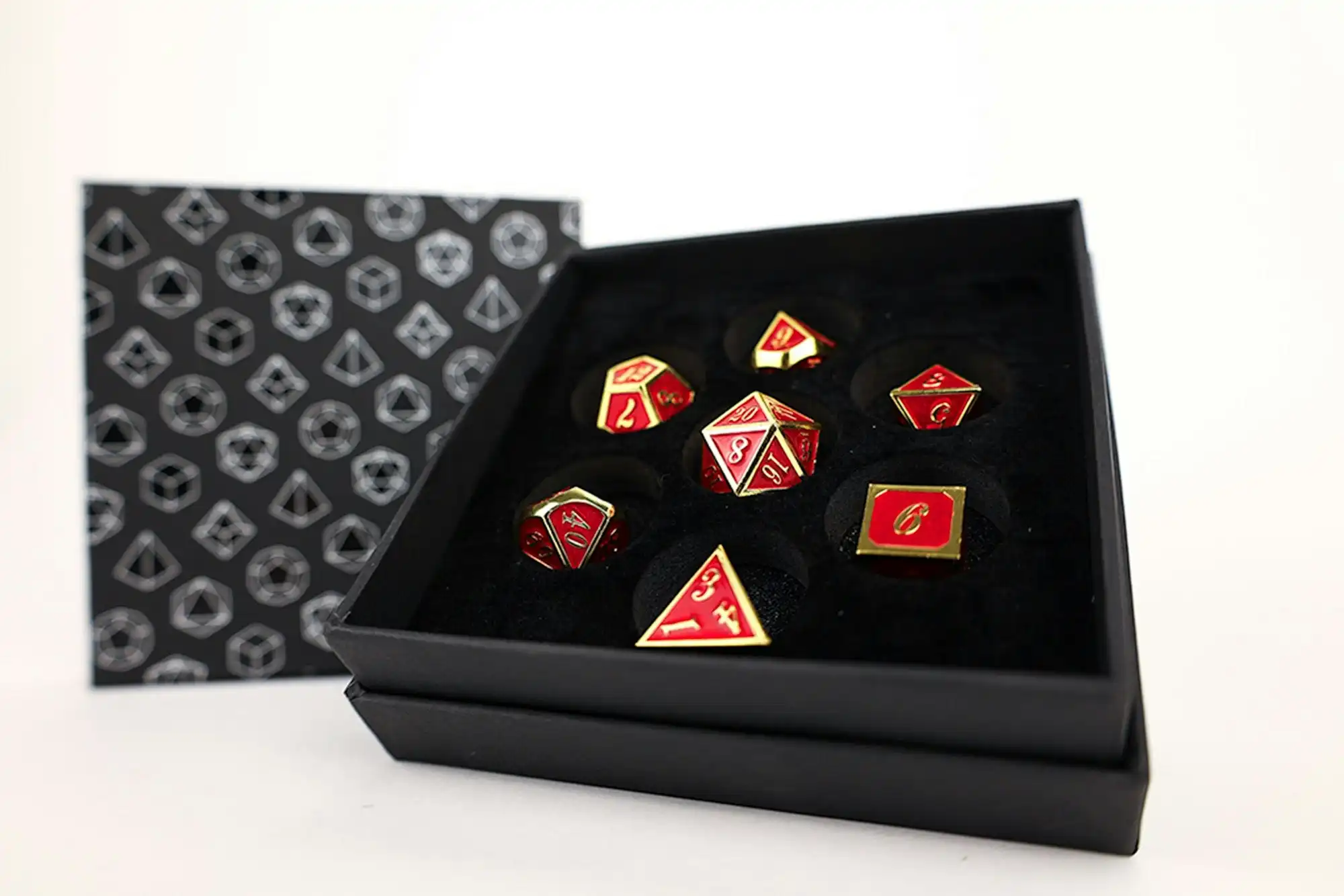 LPG Dice Set - Metal RPG Serif Red/Gold