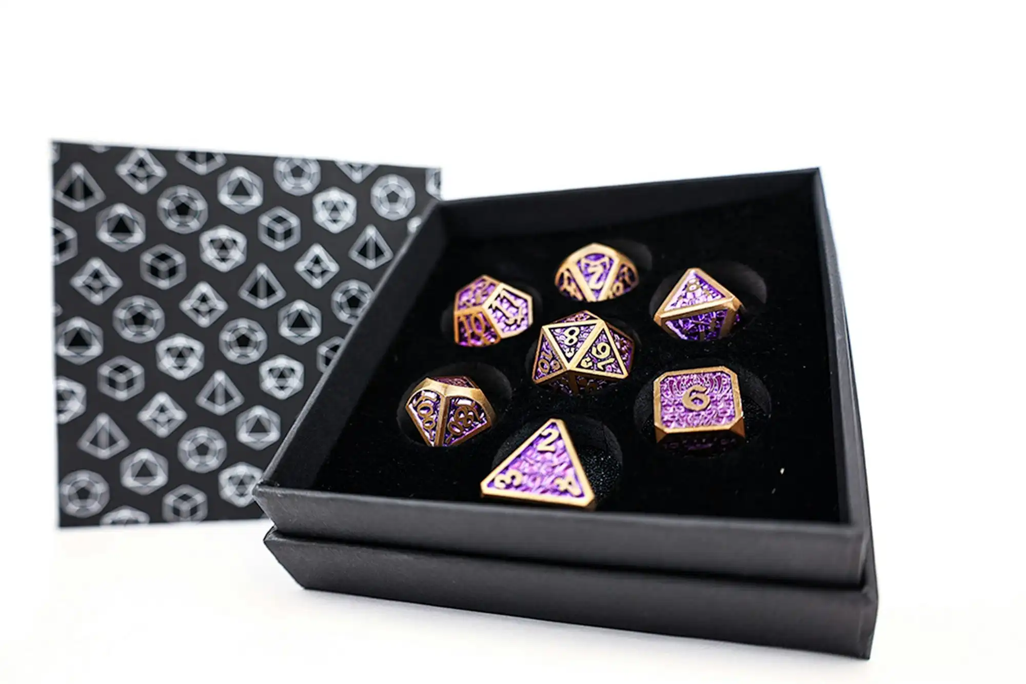 LPG Dice Set - Metal RPG Draco Bright Purple Brass