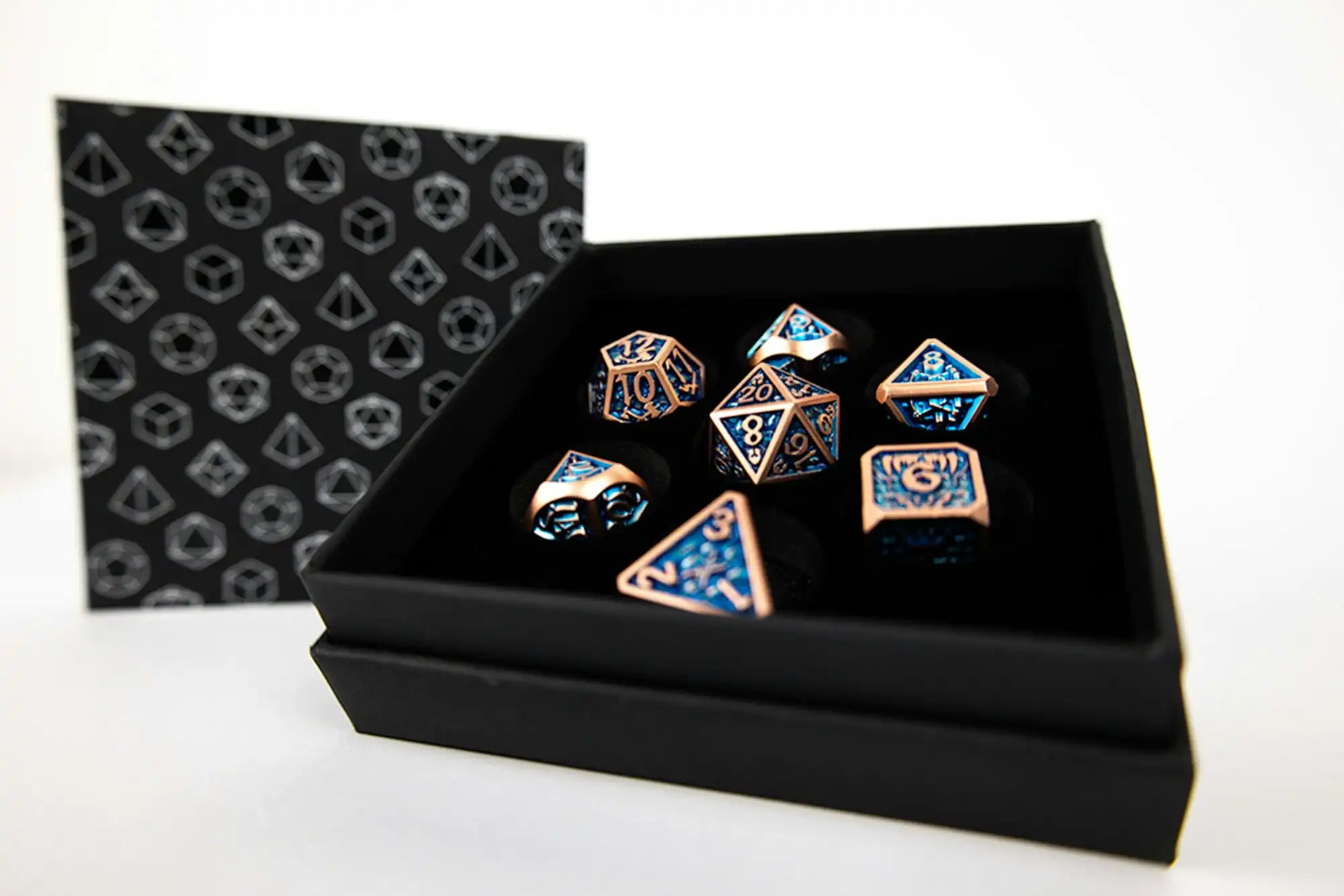 LPG Dice Set - Metal RPG Draco Dark Blue/Brass