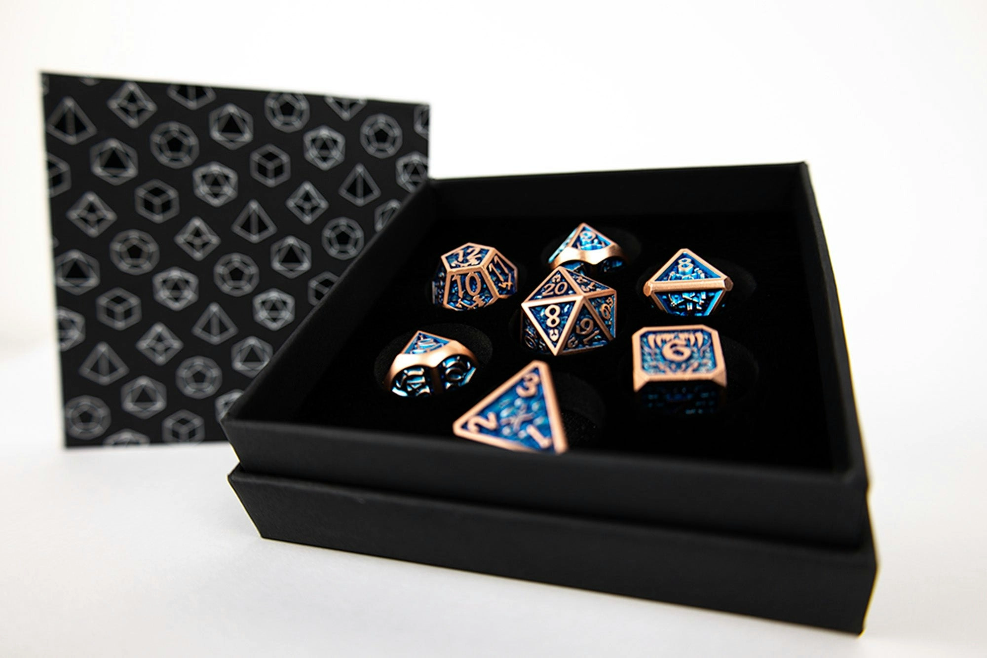 LPG Dice Set - Metal RPG Draco Dark Blue/Brass