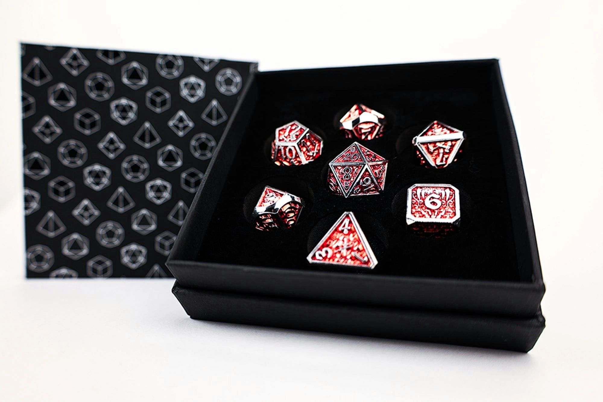 LPG Dice Set - Metal RPG Draco Dark Red/Silver