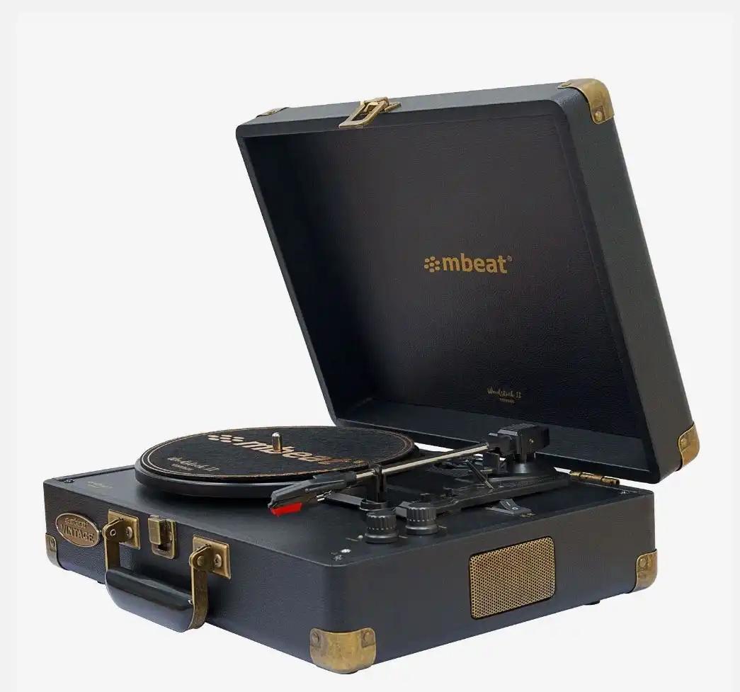 mBeat Woodstock 2 Retro Turntable Player - Black