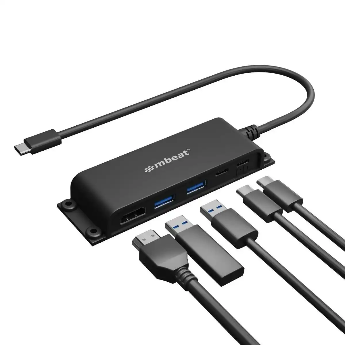 mBeat Mountable 5-port Usb-c Hub - Black