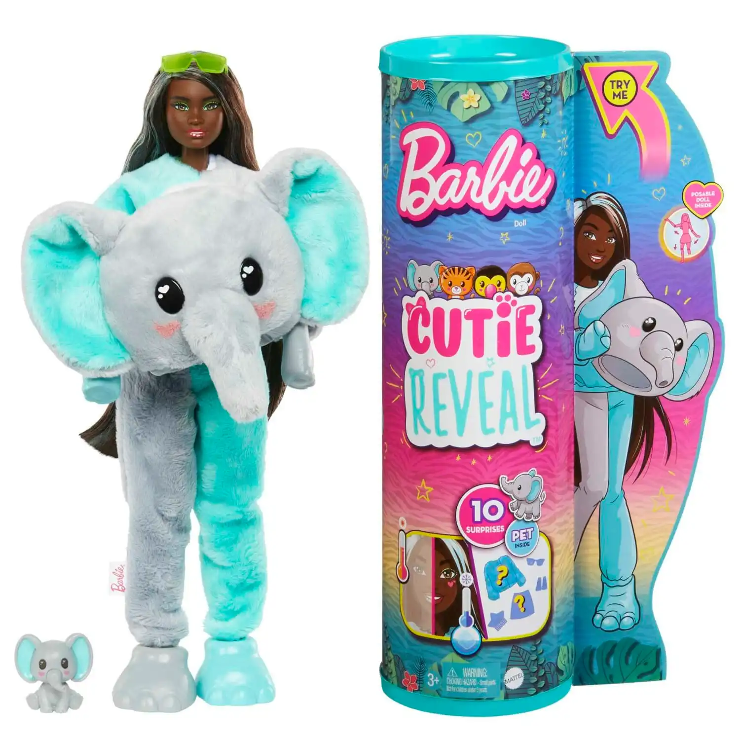 Barbie Cutie Reveal Doll And Accessories Jungle Series Elephant-themed Small Doll Set