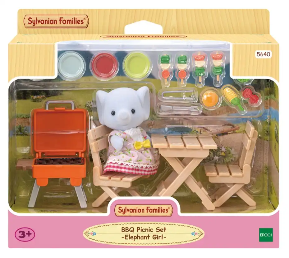 Sylvanian Families - Bbq Picnic Set With Elephant Girl Animal Doll Playset