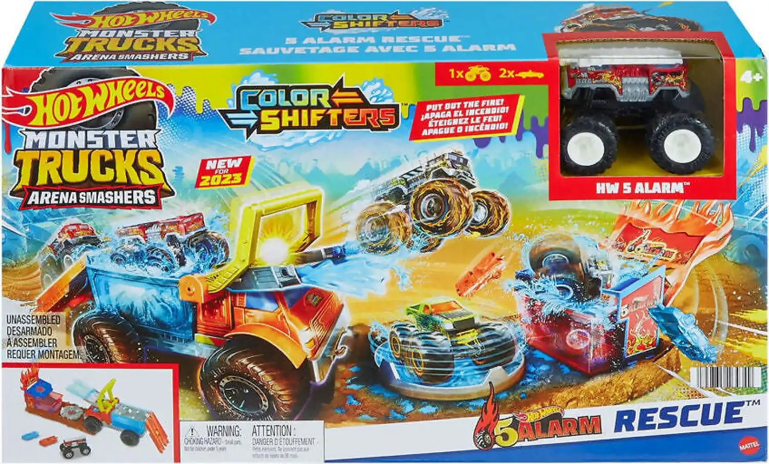 Hot Wheels - Monster Truck 5 Alarm Color Shifter Water Blast Arena - Mattel