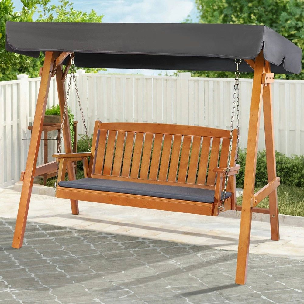 Alfordson Swing Chair Outdoor Furniture Wooden Garden Canopy Teak XL