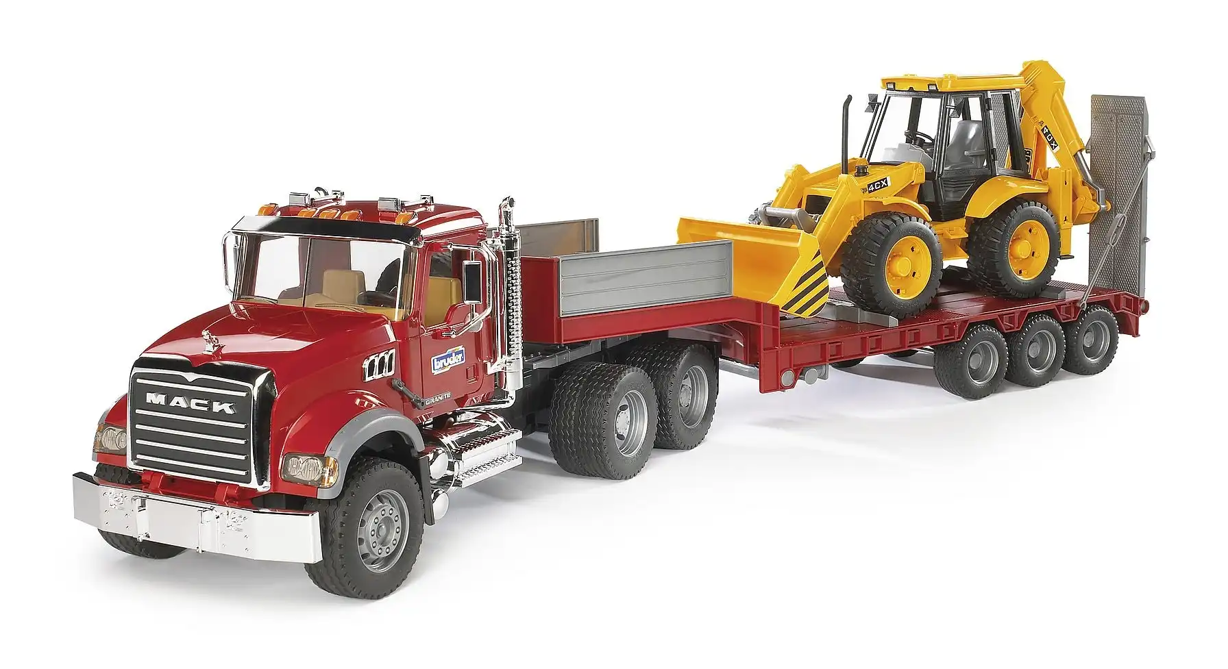 Bruder - Mack Granite Low Loader And Jcb 4cx - Bruder Construction