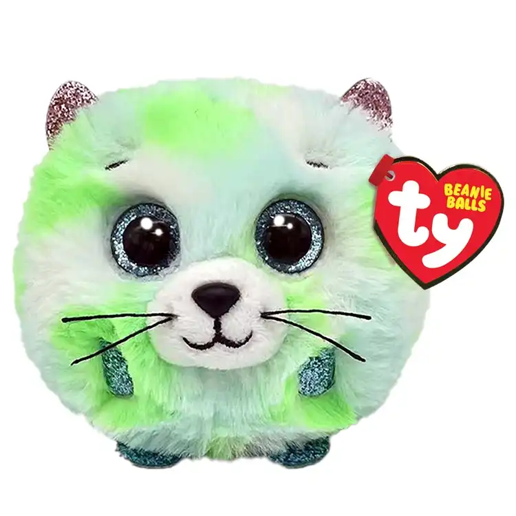 Ty Beanie Boos Balls - Evie Green Cat - Puffies