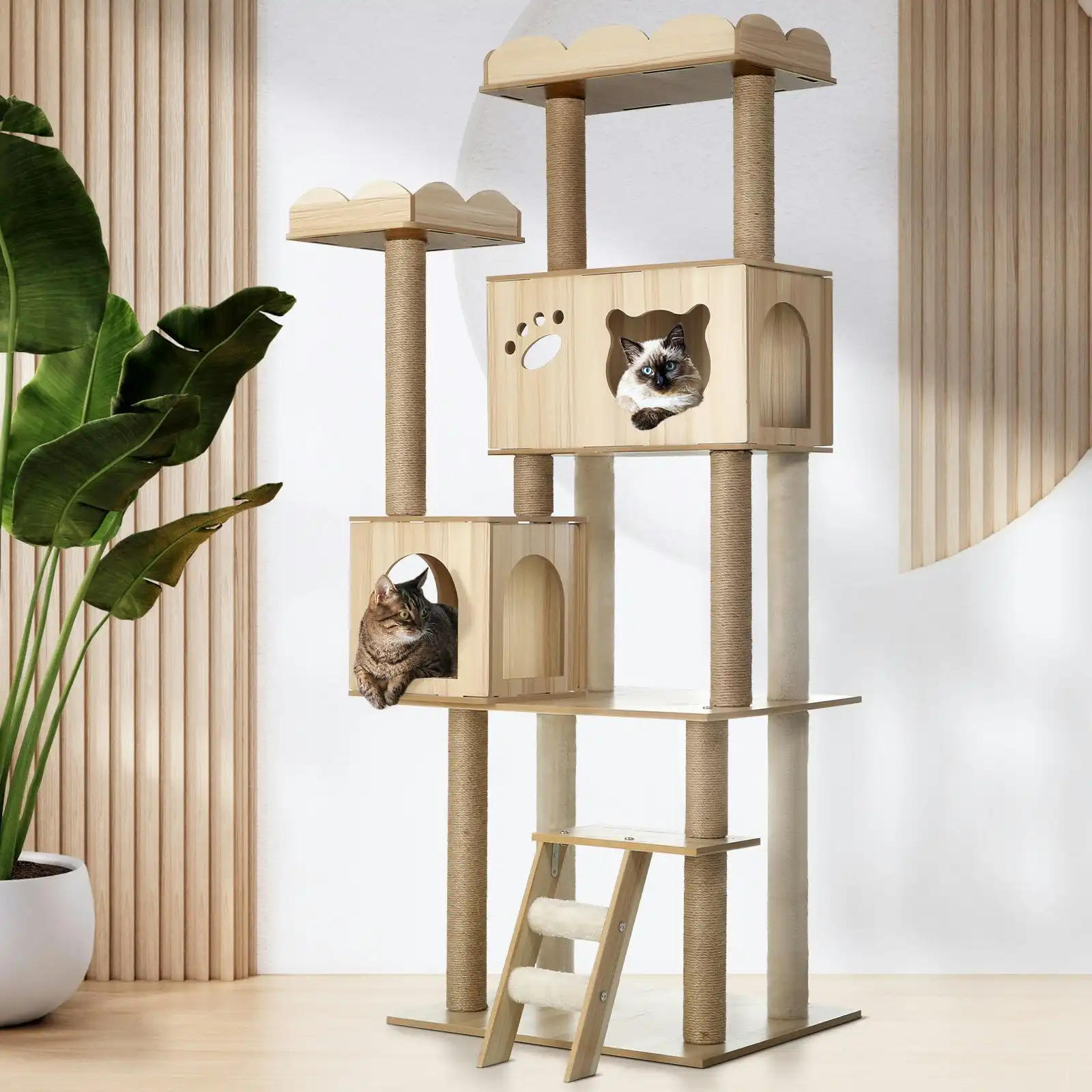 Alopet 161cm Cat Tree Tower Scratching Post House Bed Wood Scratcher Condo