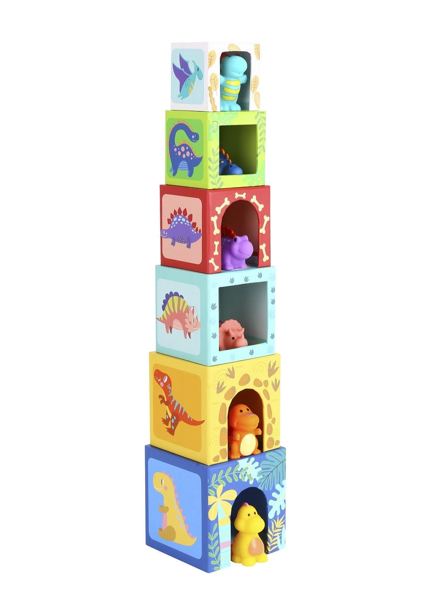 12pc Tooky Toy Nesting Boxes Animal Dinosaur Stacking Kids Activity Play 12m+