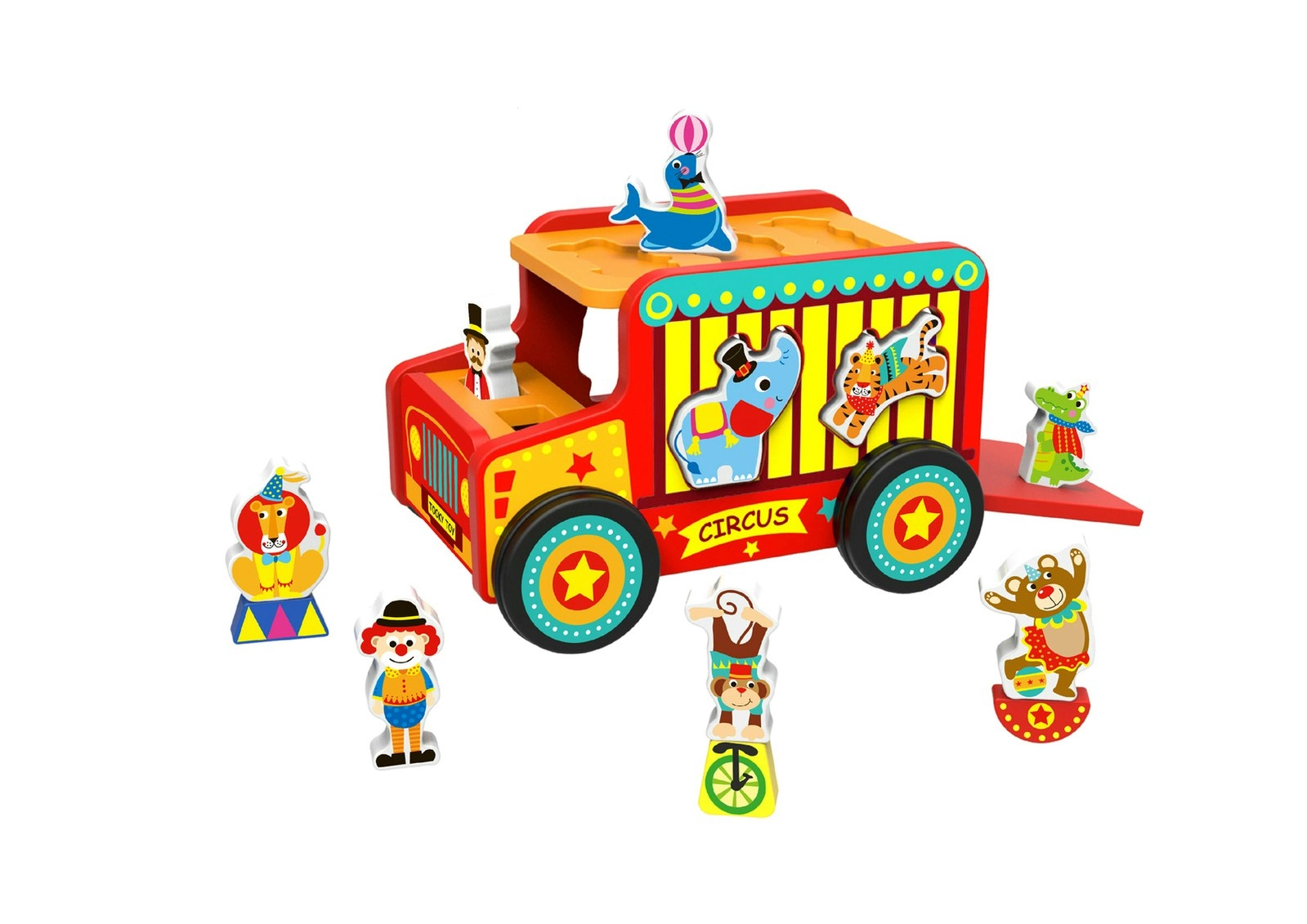 Tooky Toys Circus Safari Jeep Truck Shape Sorter Creative Kids/Toddler Toy 18m+