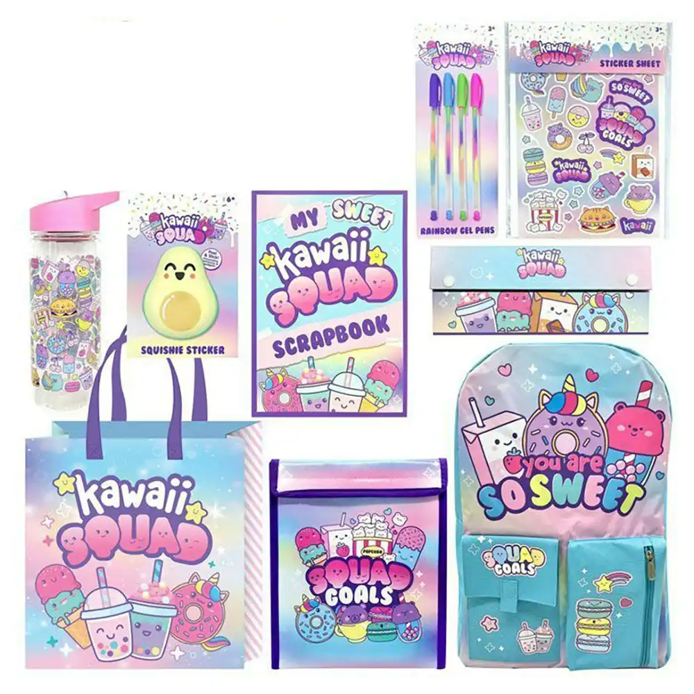 Kawaii Squad 23 Kids Showbag A4 Scrapbook/Backpack Hard Pencil Case/Cooler Bag