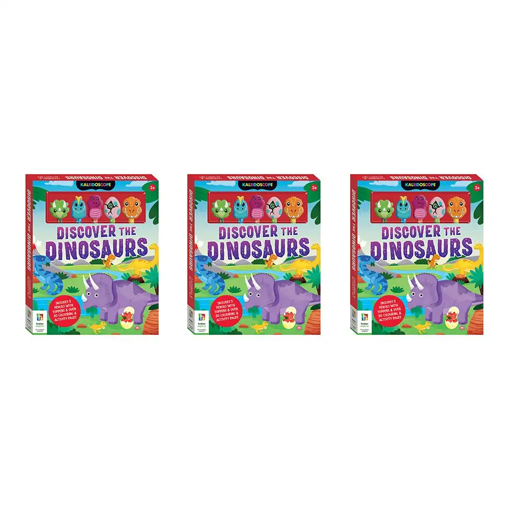 3x Kaleidoscope Discover the Dinosaurs Children Colouring Activity Set w/Pencils