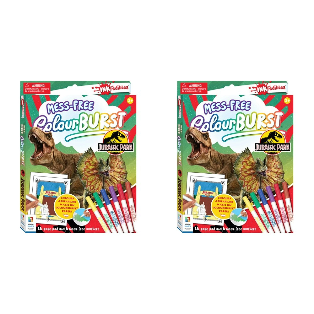 2x Inkredibles Colour Burst Jurassic Park Colouring Activity Kit Mess-Free 8y+