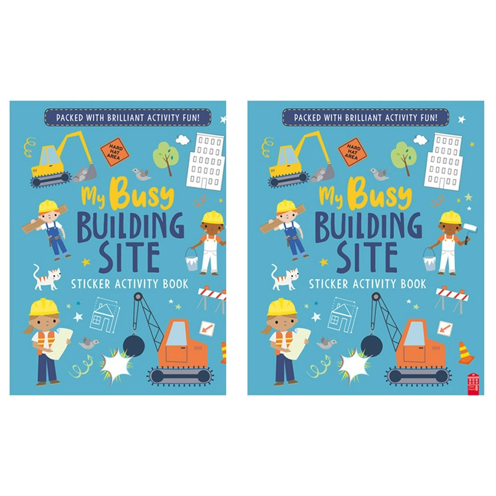 2x Sticker & Activity Busy Building Site Kids/Children Learning Colouring Book