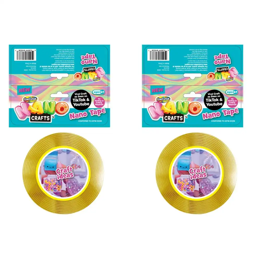 2x Nano Crafts Art Adhesive Tape Kids/Children Imaginative Fun Play Toy 5y+ YLLW