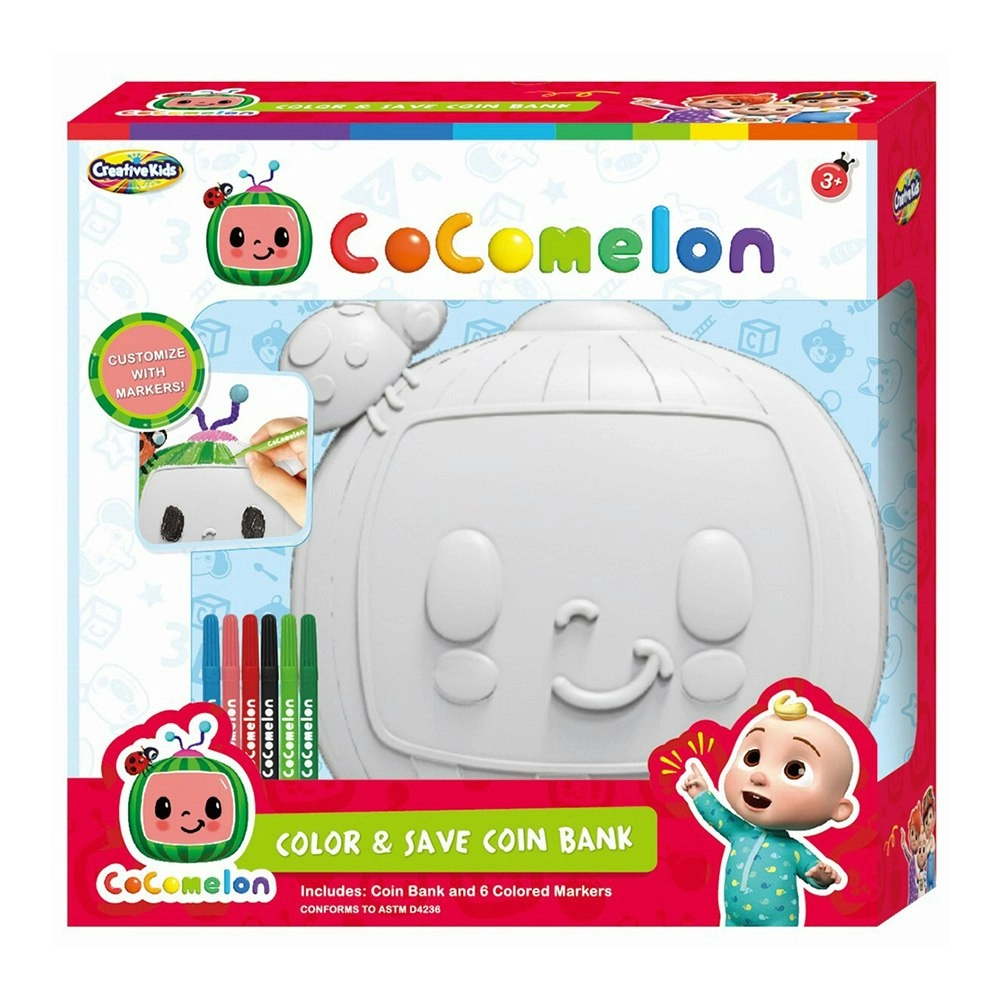 Creative Kids Cocomelon Paint Your Own Coin Bank Set Fun Play Activity Toy 3y+